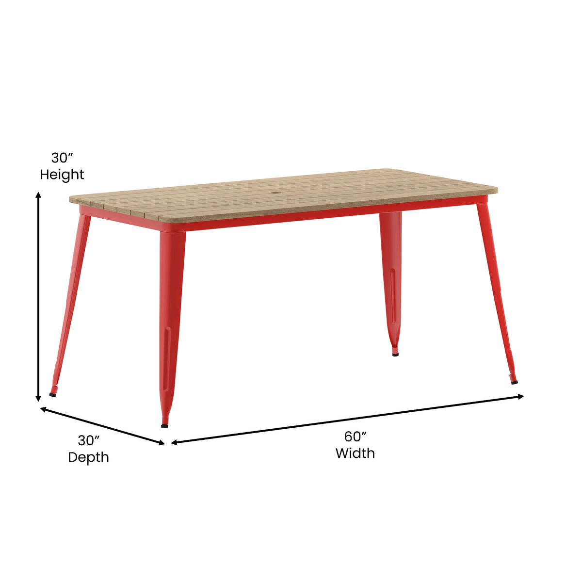 30x60 Commercial Poly Resin Restaurant Table with Umbrella Hole - Image 4