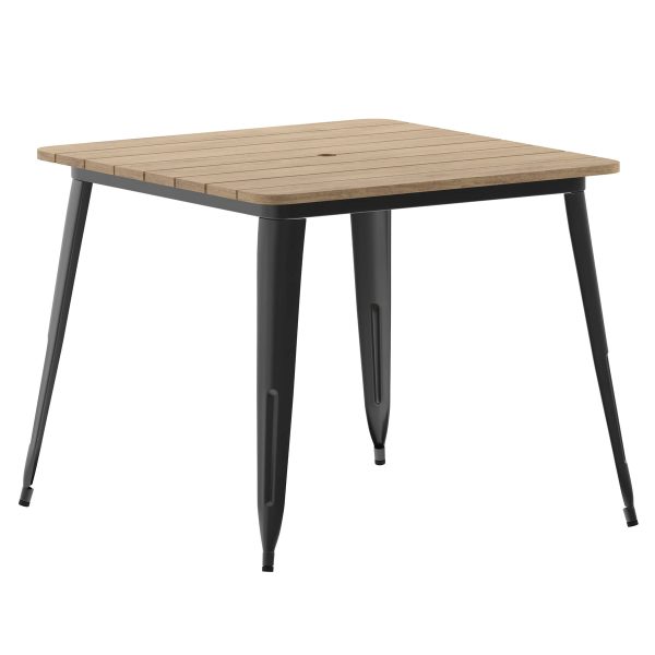 36" SQ Commercial Poly Resin Restaurant Table with Umbrella Hole