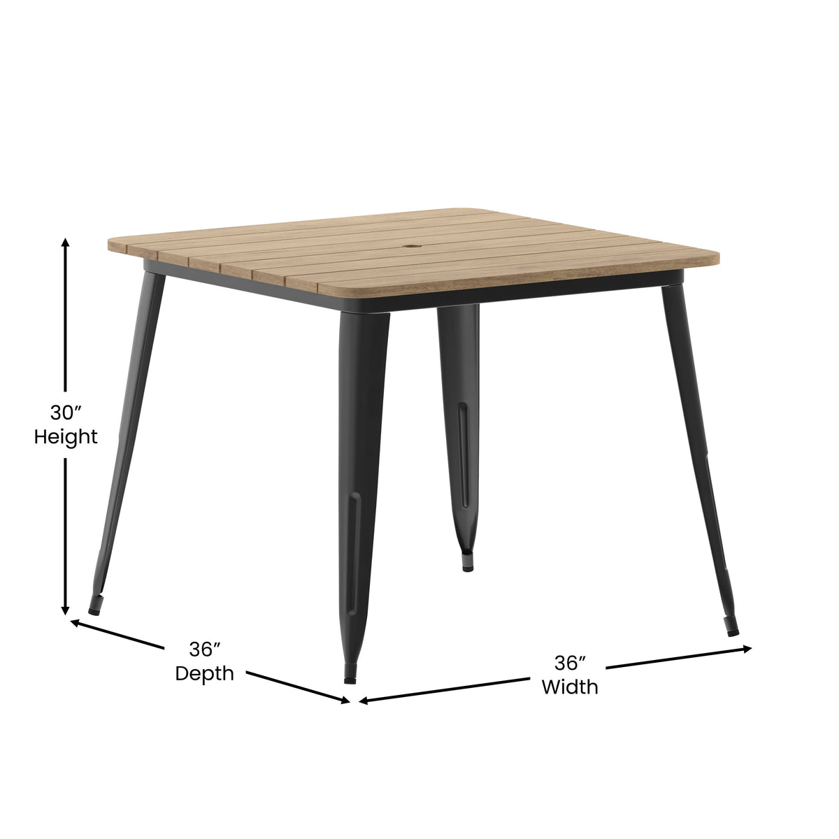 36" SQ Commercial Poly Resin Restaurant Table with Umbrella Hole - Image 4