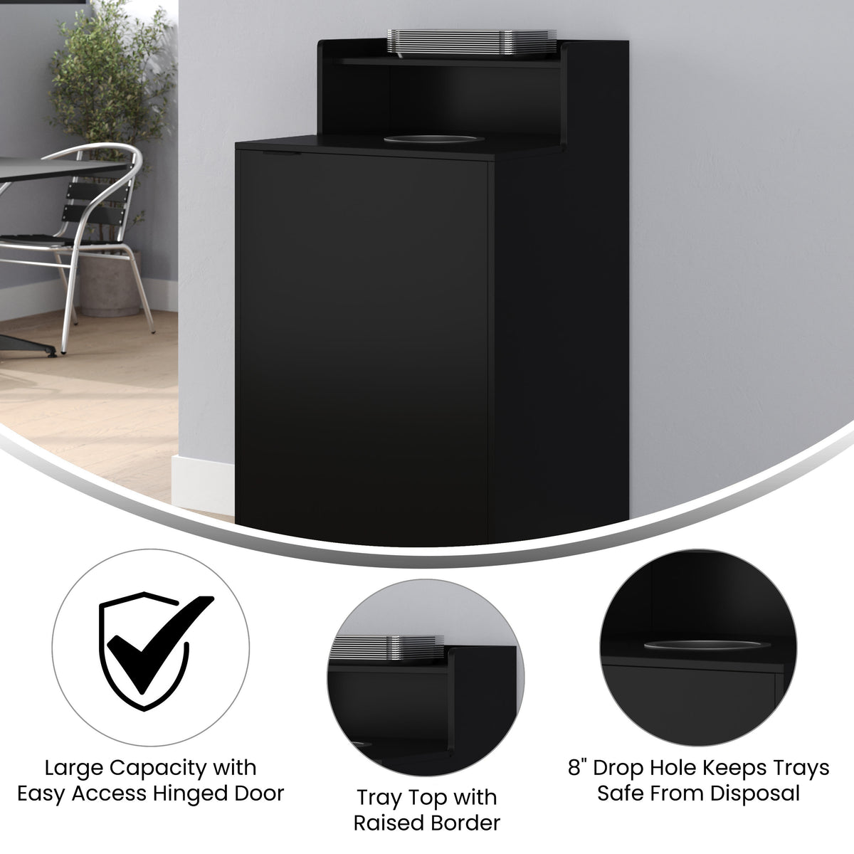 Commercial Grade Wooden Tray Top Trash Enclosure with Drop Hole - Image 3