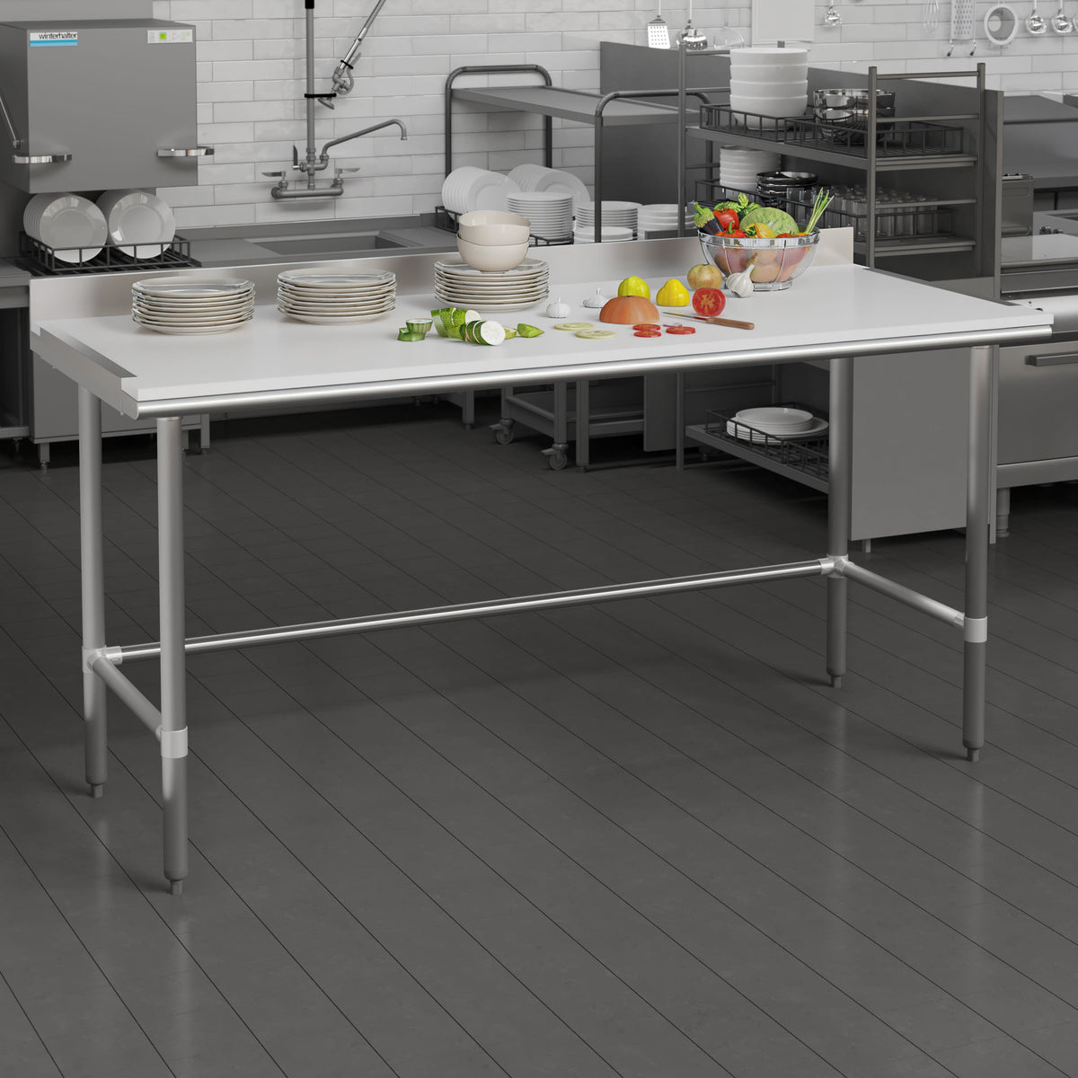 Commercial High-Pressure Poly Top Cutting Board with Brackets - Image 2