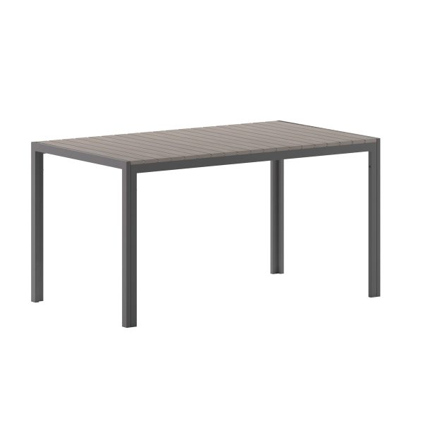 Commercial 55 x 31 Faux Teak Outdoor Patio Table