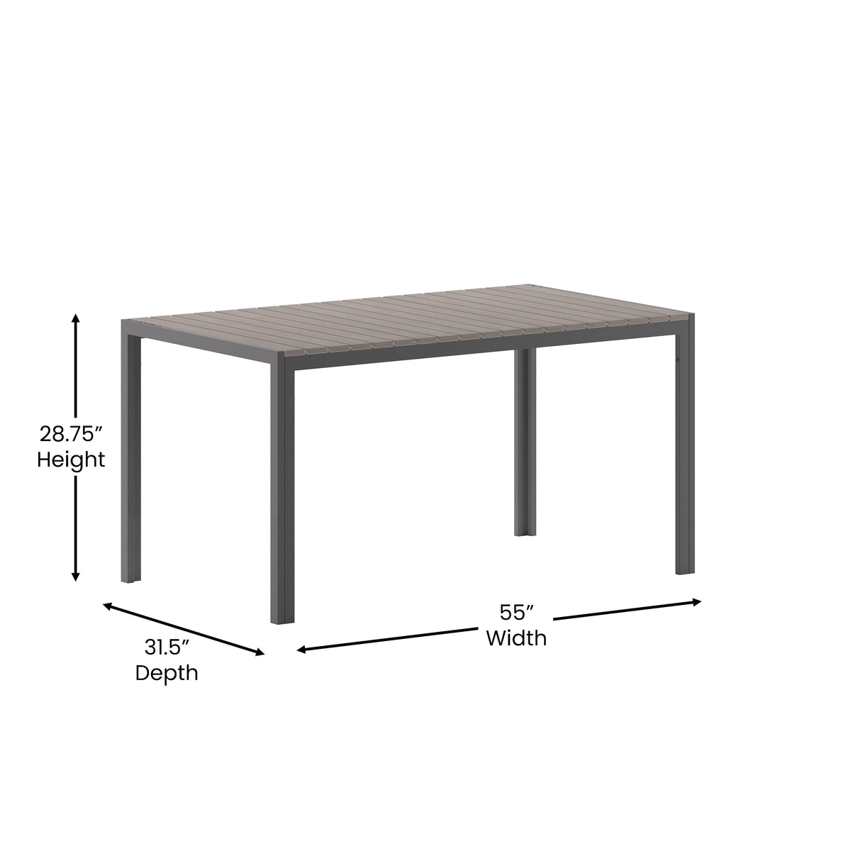 Commercial 55 x 31 Faux Teak Outdoor Patio Table - Image 4