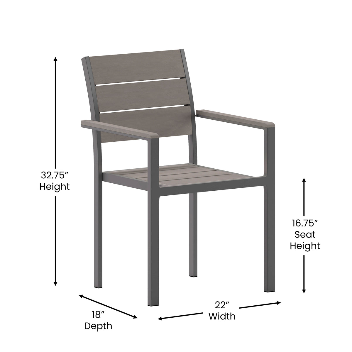Commercial Grade Outdoor Faux Teak Patio Dining Chair with Arms - Image 4