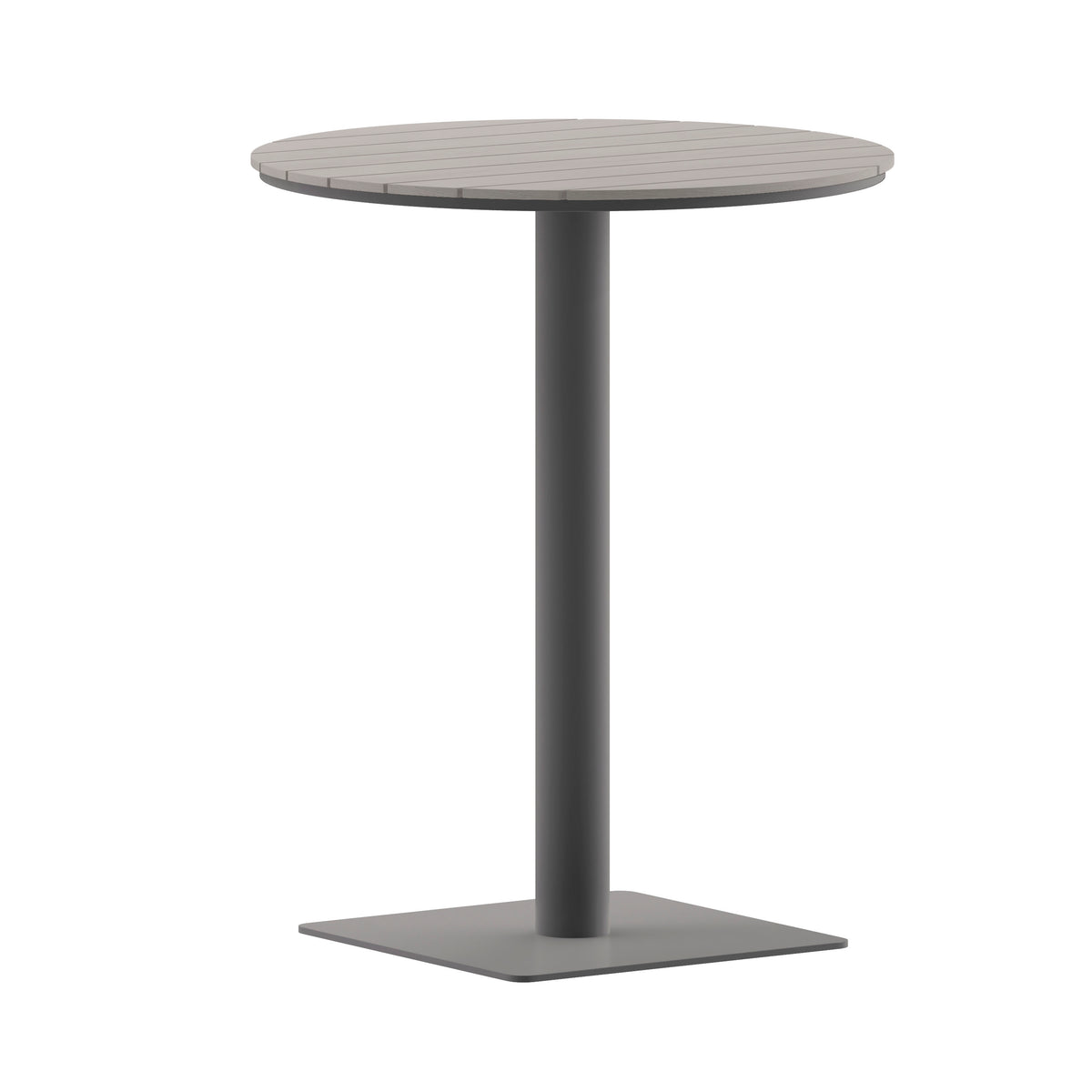 Commercial 24 Inch Round Faux Teak Outdoor Patio Dining Table