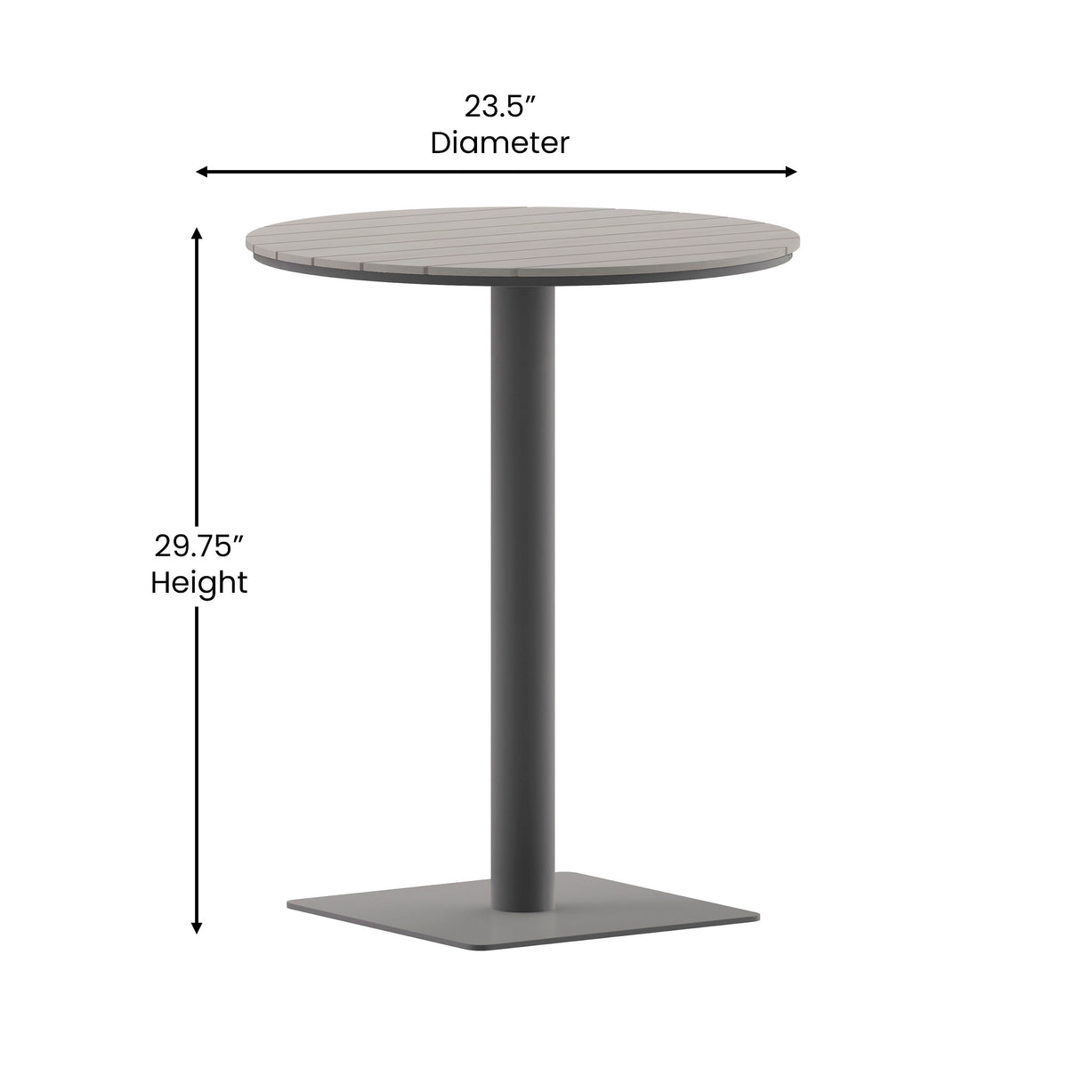 Commercial 24 Inch Round Faux Teak Outdoor Patio Dining Table - Image 4