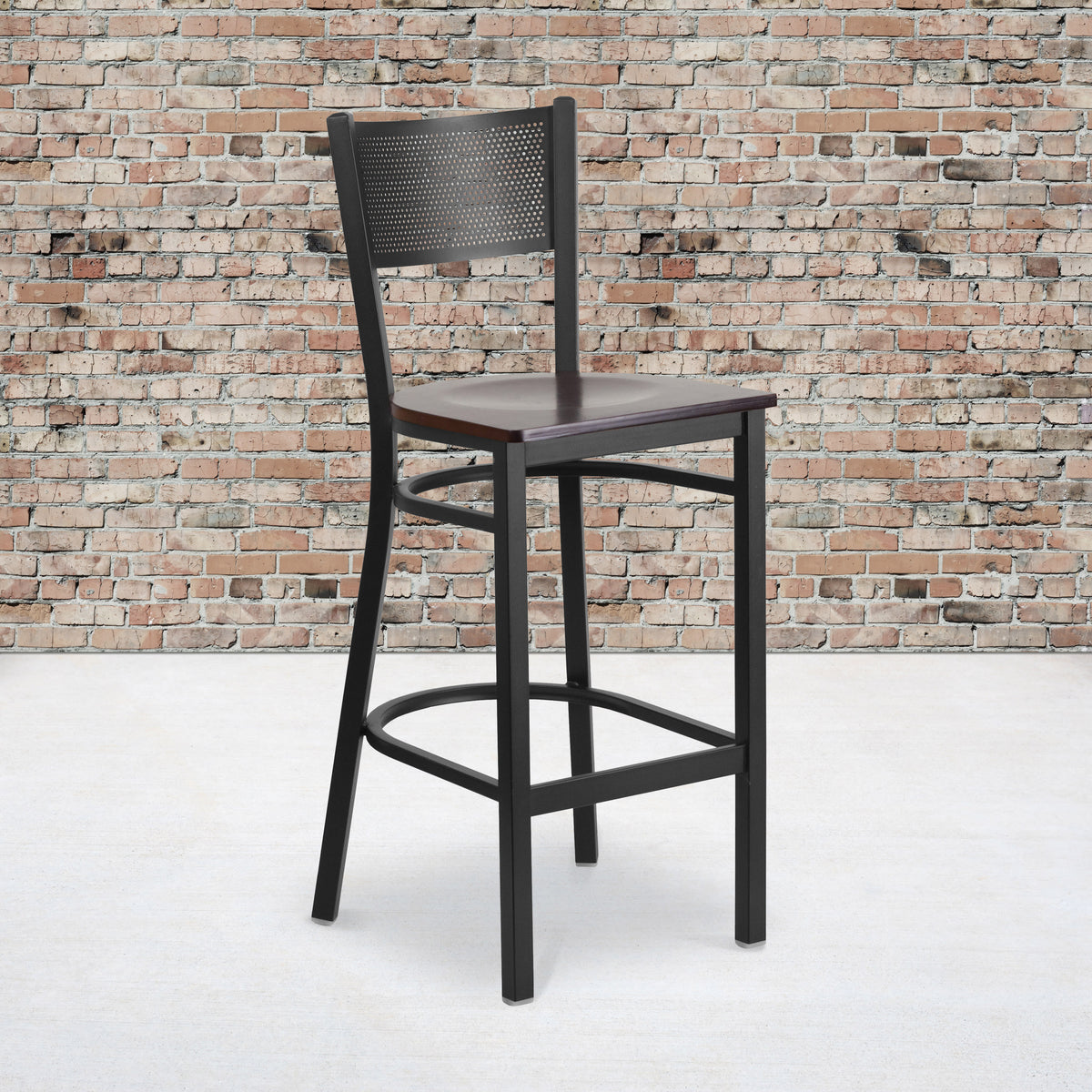 Grid Back Metal Restaurant Barstool - Image 2