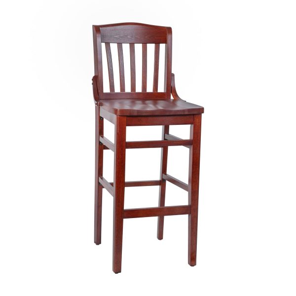 School House Back Wood Restaurant Dining Barstool with Footrest