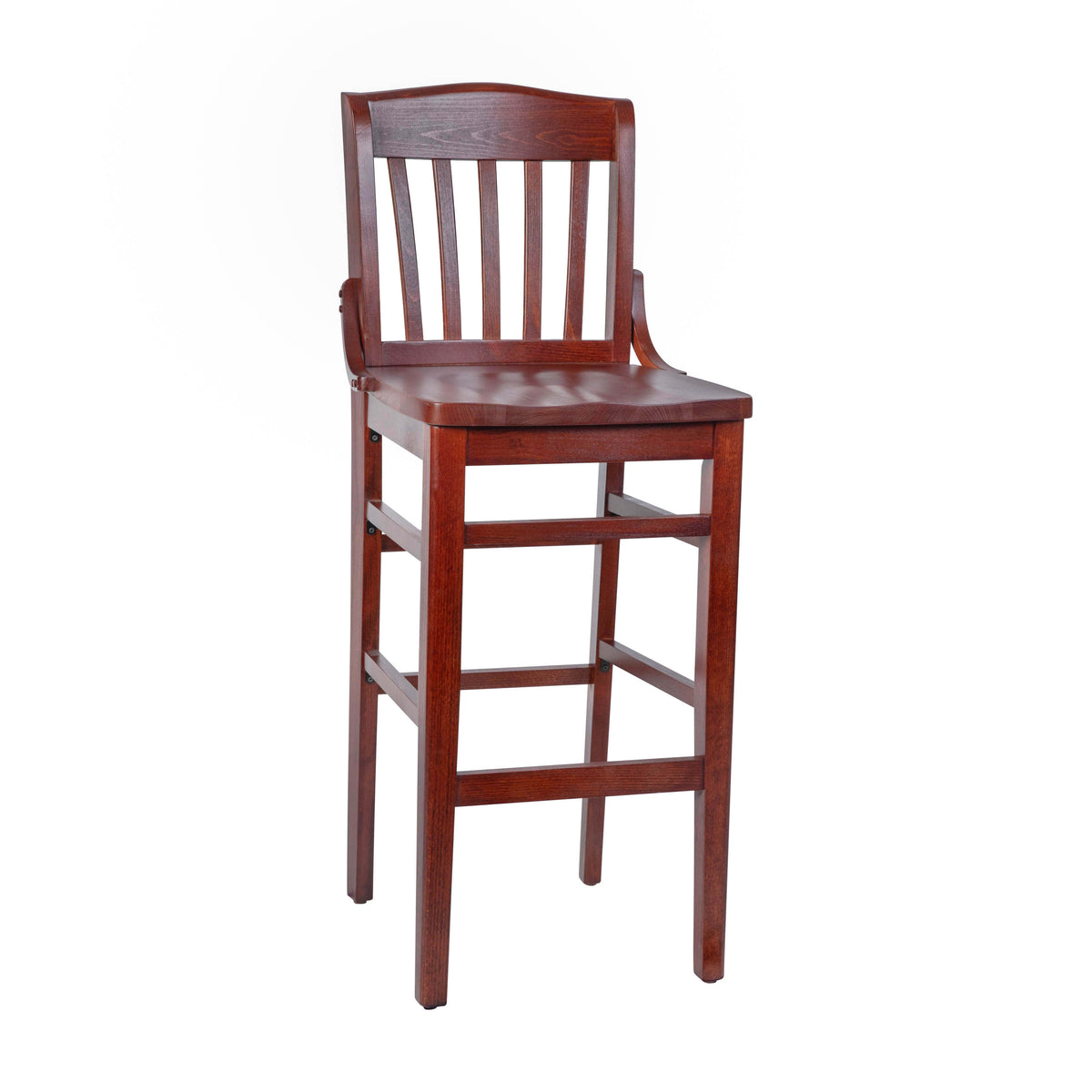 School House Back Wood Restaurant Dining Barstool with Footrest