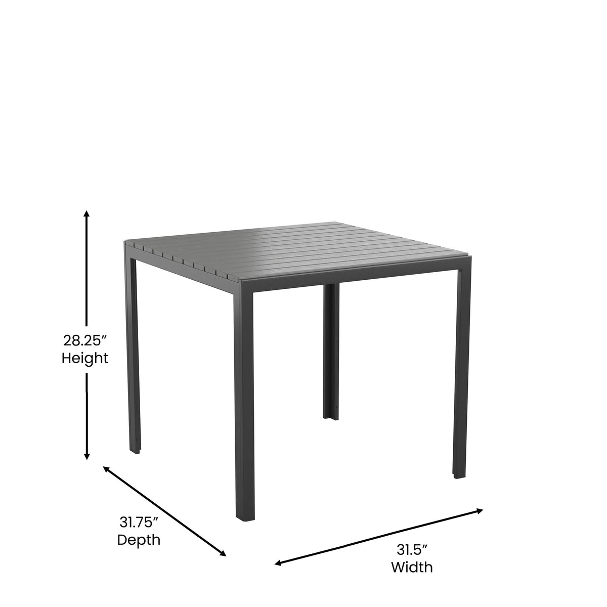 All-Weather Resin Top Square Table & 4 Metal Chairs with Poly Resin Seats - Image 4