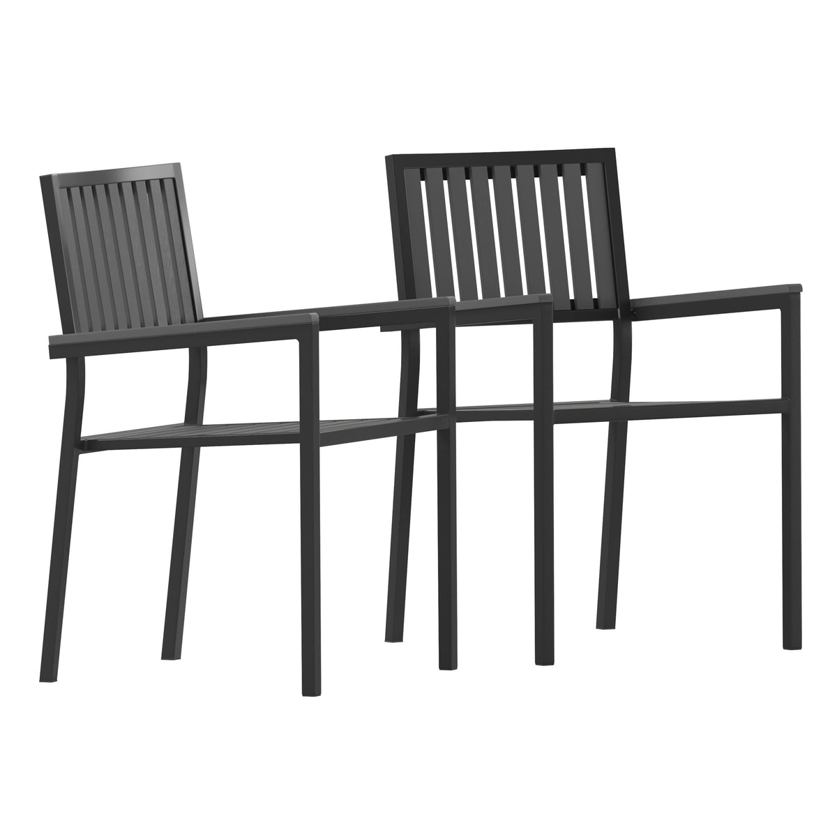 Indoor/Outdoor Patio Club Chair with Poly Resin Back and Seat Slats-2 Pack