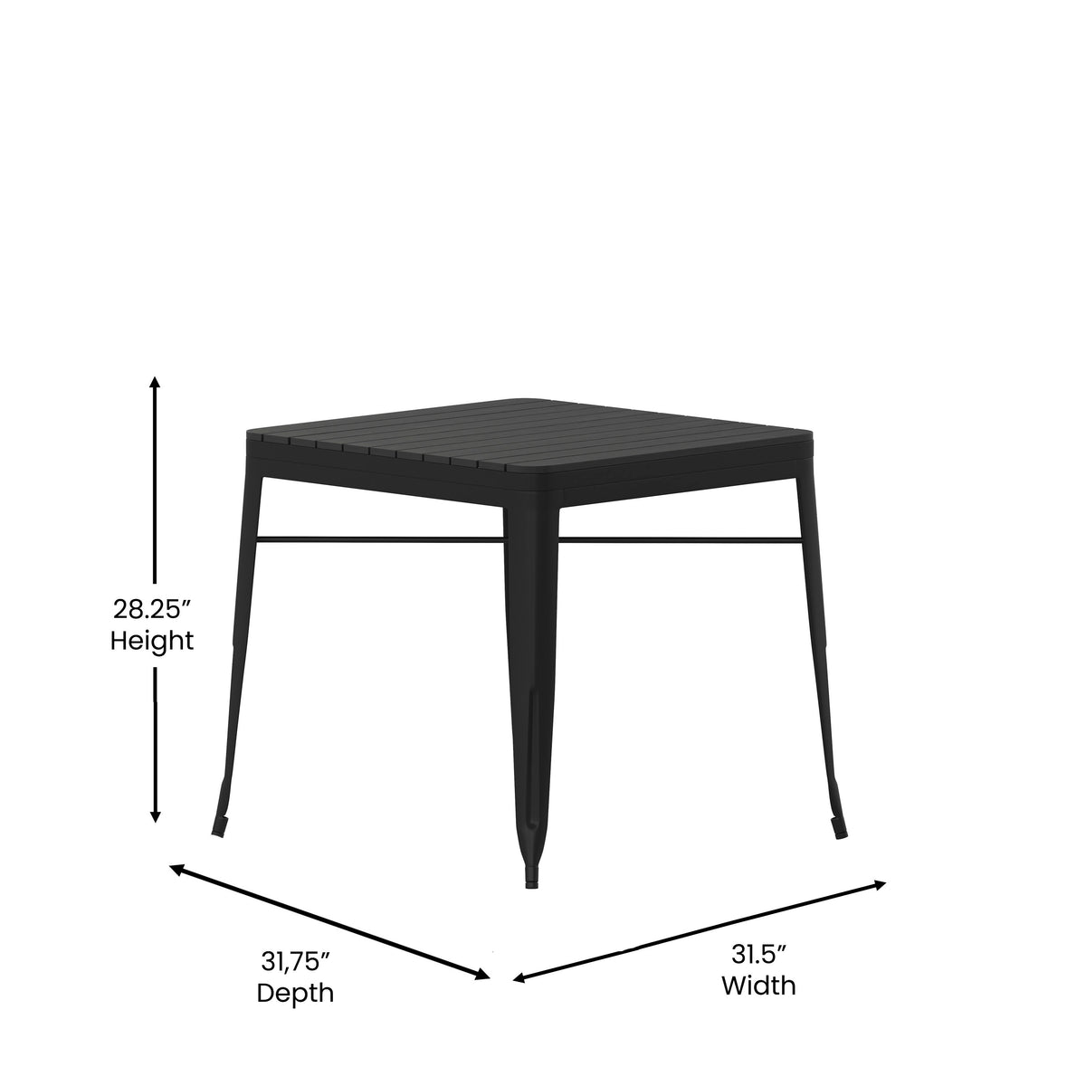 All-Weather Resin Top Square Table & 4 Metal Chairs with Poly Resin Seats - Image 4