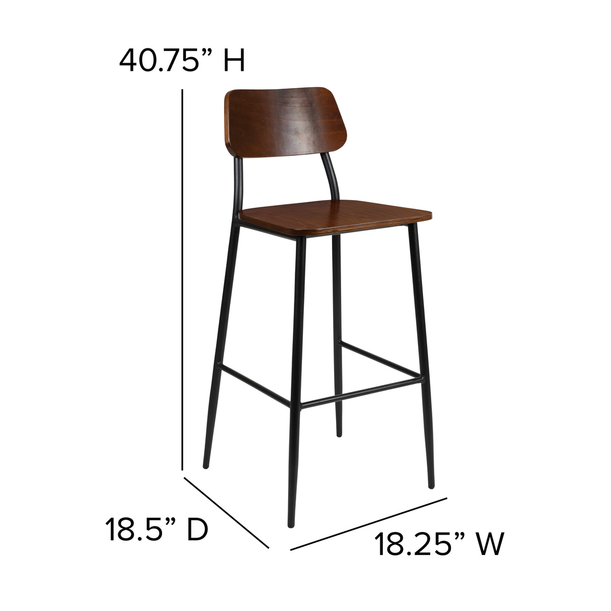 Industrial Barstool with Steel Frame and Rustic Wood Seat - Image 4