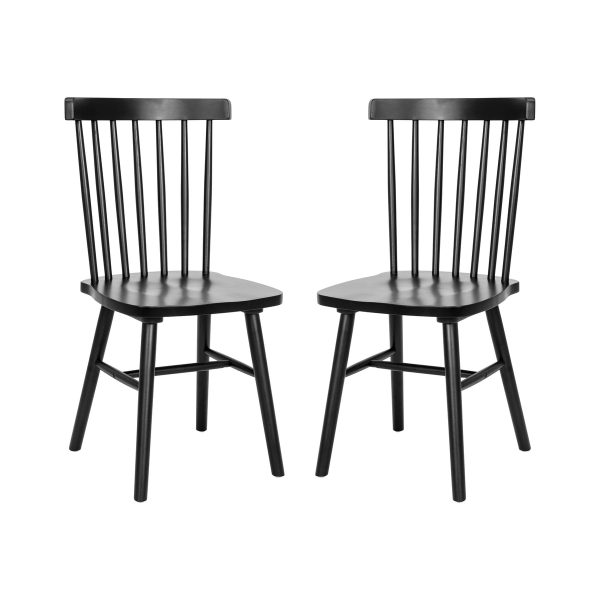 Windsor Style Commercial Solid Wood Spindle Back Dining Chairs -Set of 2