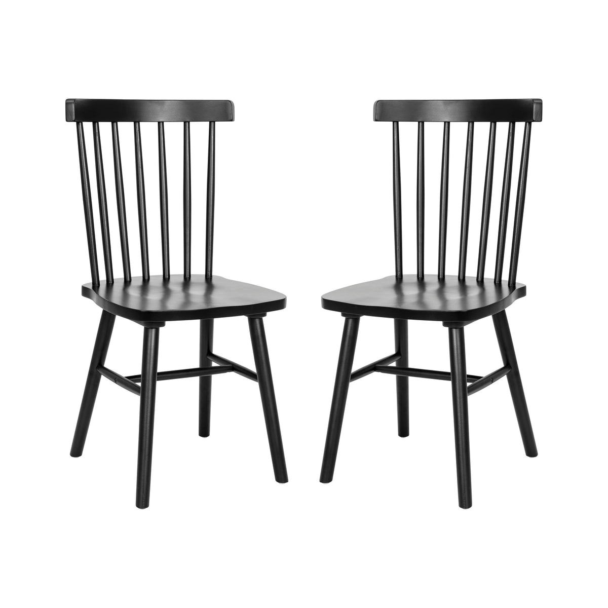 Windsor Style Commercial Solid Wood Spindle Back Dining Chairs -Set of 2