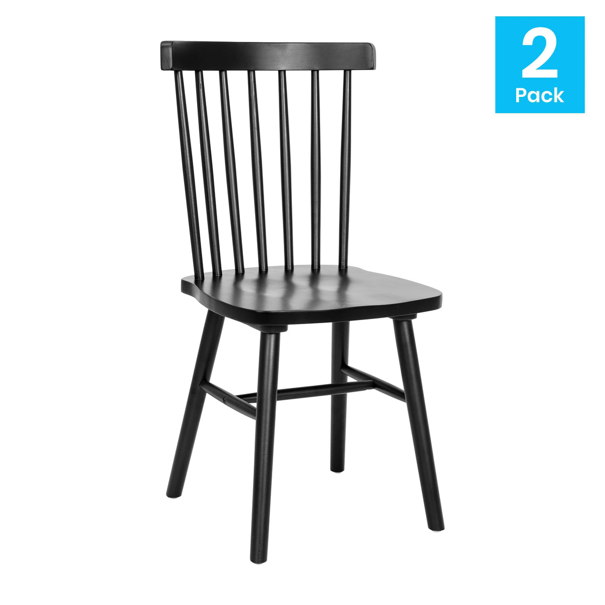 Windsor Style Commercial Solid Wood Spindle Back Dining Chairs -Set of 2 - Image 2