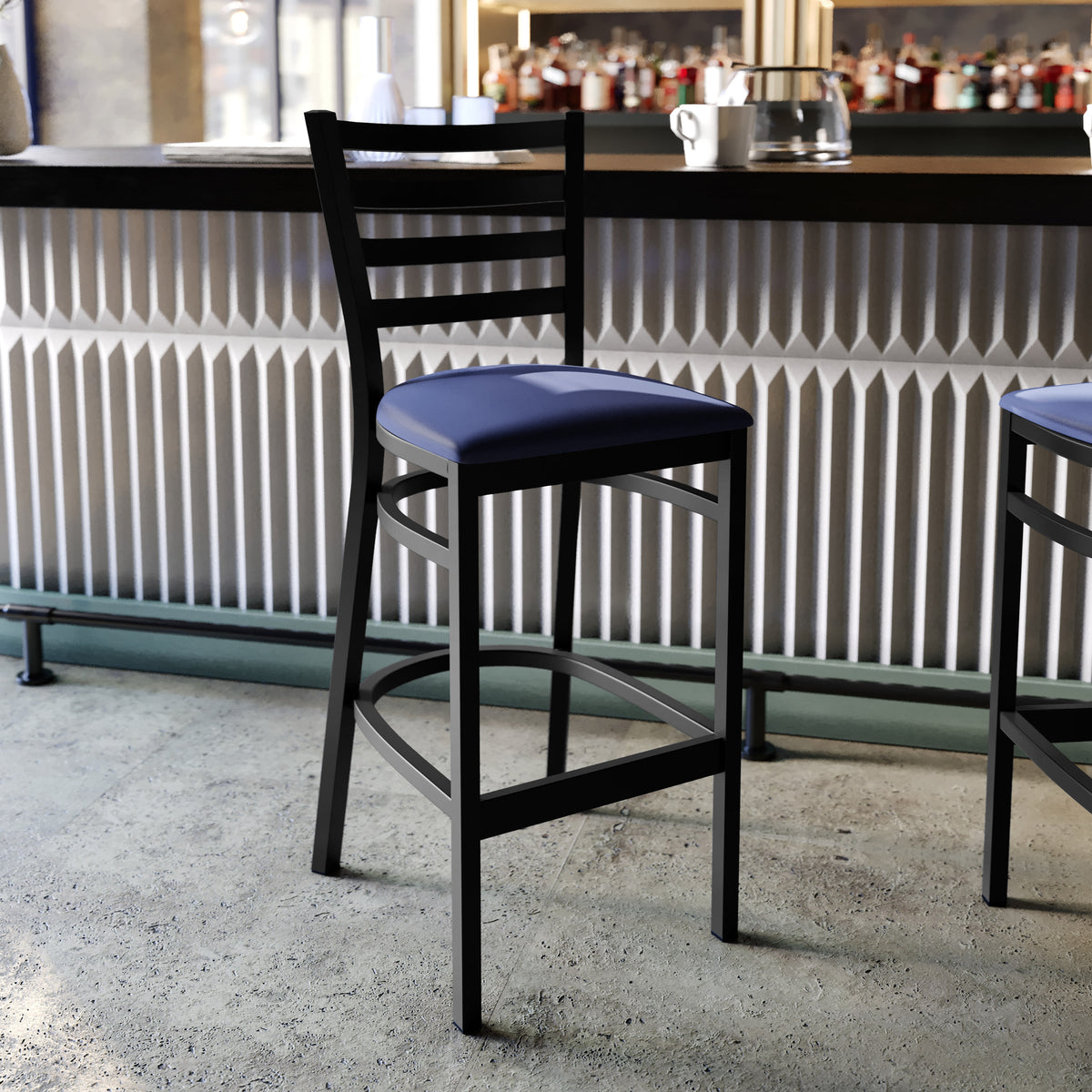 Ladder Back Metal Restaurant Barstool - Image 2