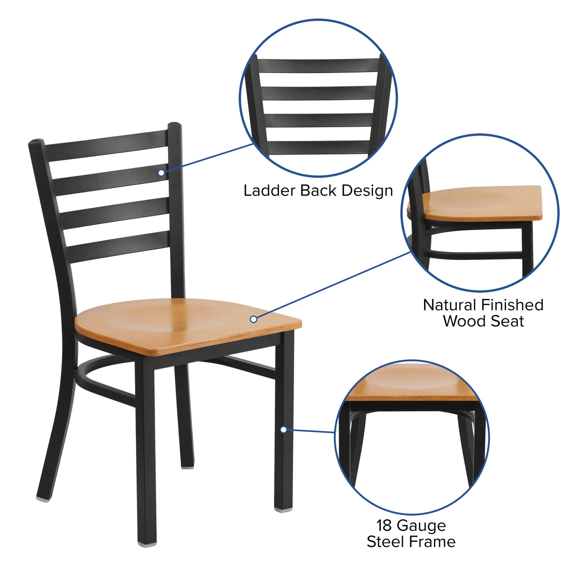 Ladder Back Metal Restaurant Chair - Image 3