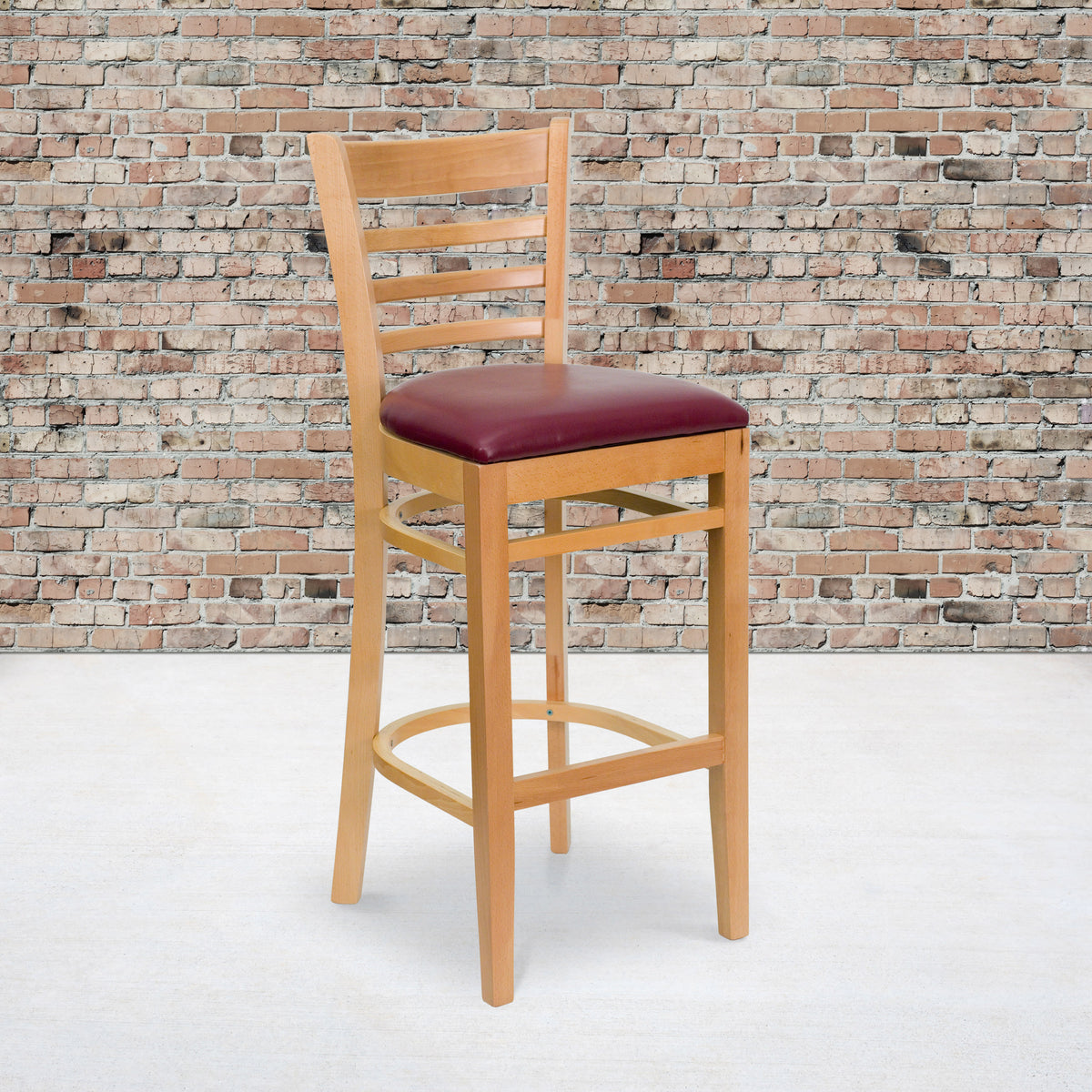 Ladder Back Wooden Restaurant Barstool - Image 2