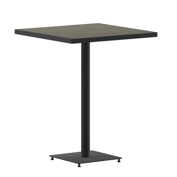 Indoor/Outdoor 32" Square Bar Height Dining Table with Poly Slats