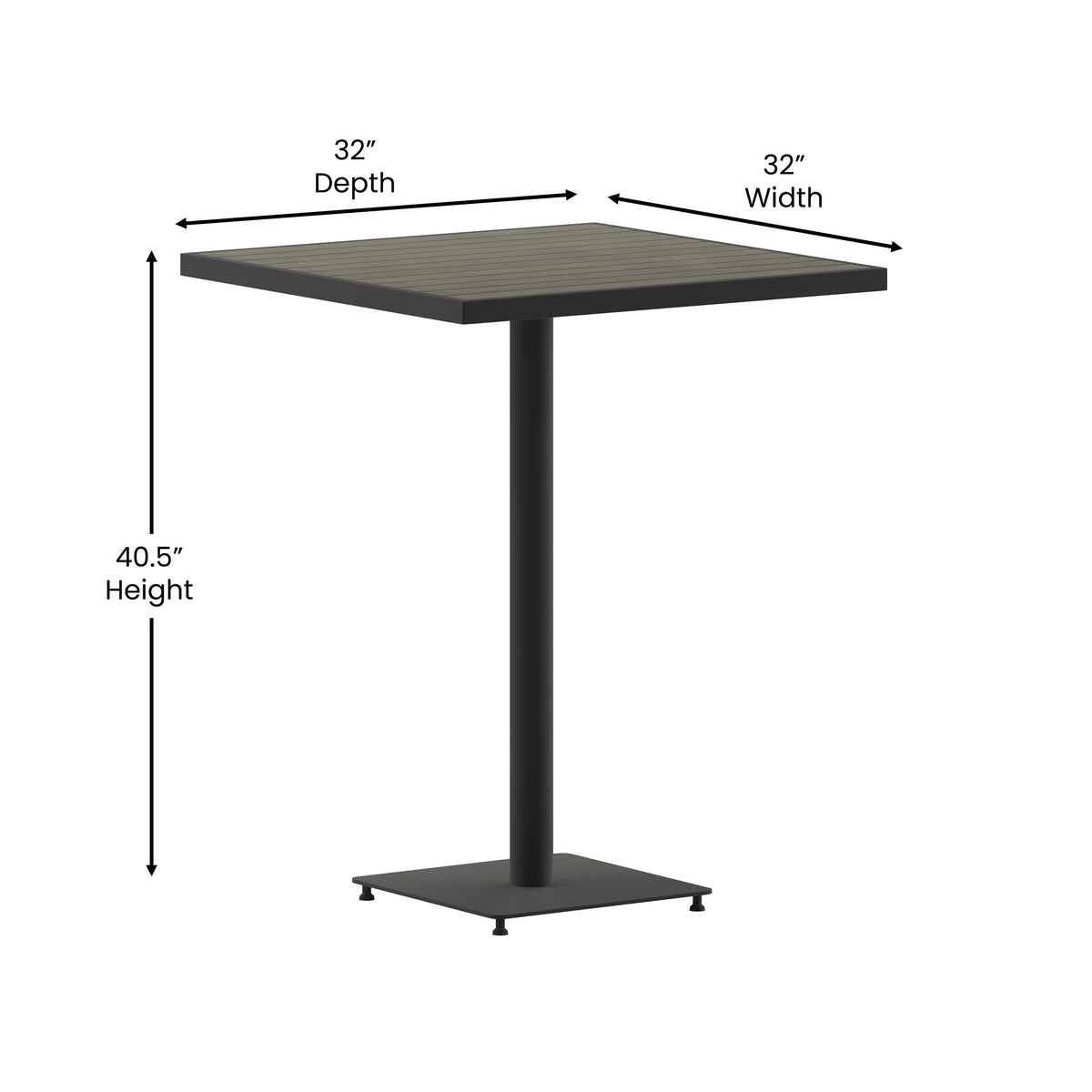 Indoor/Outdoor 32" Square Bar Height Dining Table with Poly Slats - Image 4