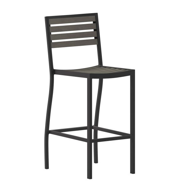 Commercial Grade Outdoor All-Weather Bar Stool with Poly Resin Slats