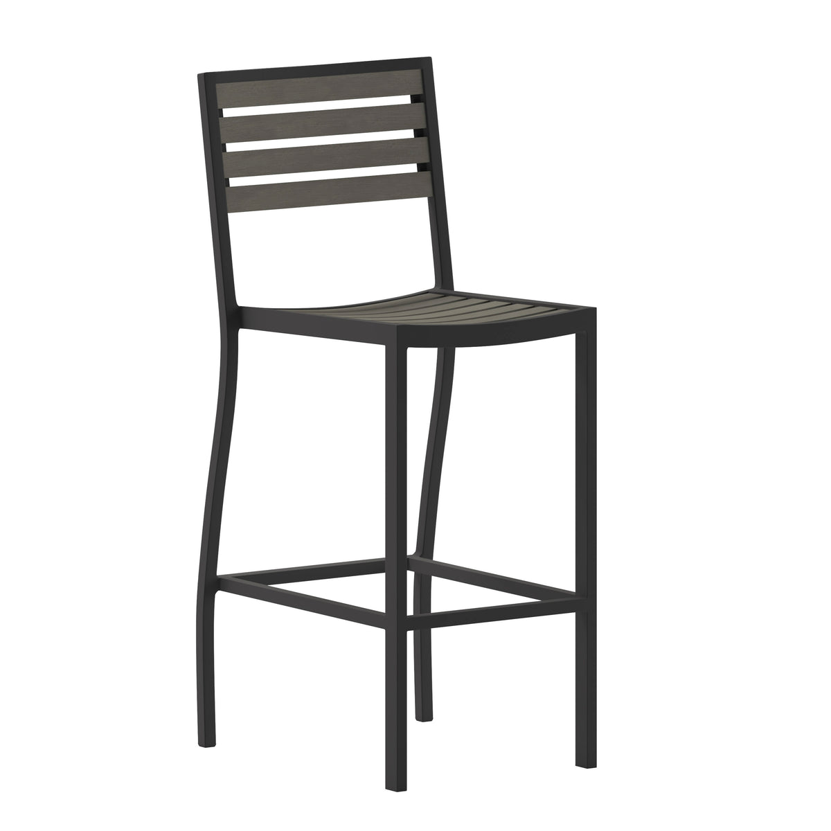 Commercial Grade Outdoor All-Weather Bar Stool with Poly Resin Slats