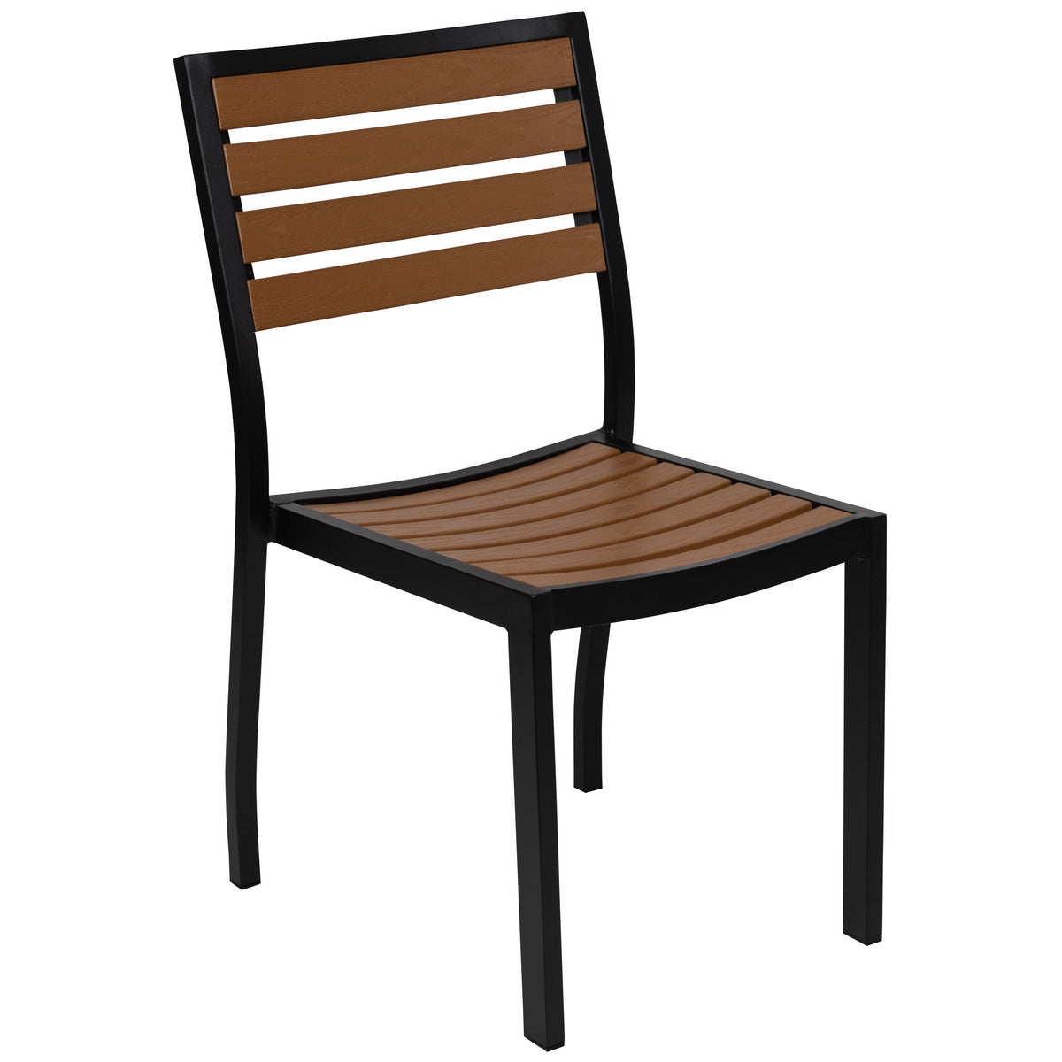 Outdoor Faux Teak Side Chair with Poly Slats - Teak Patio Chair