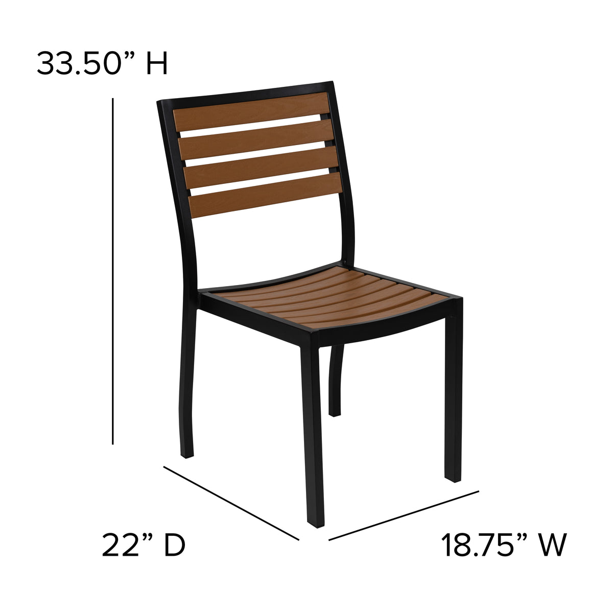 Outdoor Faux Teak Side Chair with Poly Slats - Teak Patio Chair - Image 4