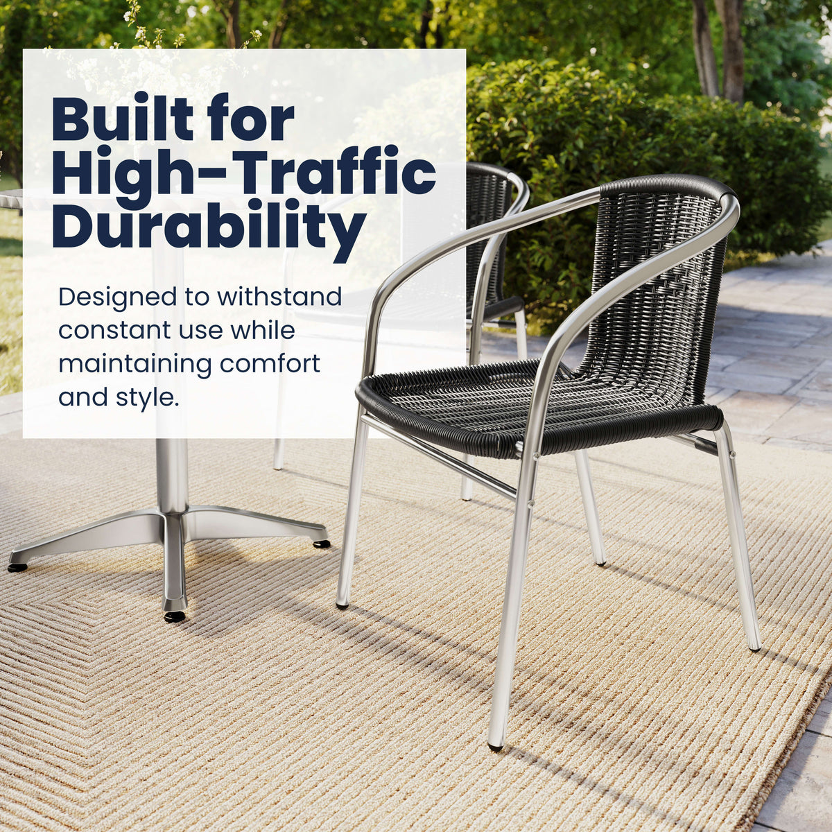 23.5'' Round Aluminum Indoor-Outdoor Table Set with 2 Rattan Chairs - Image 4