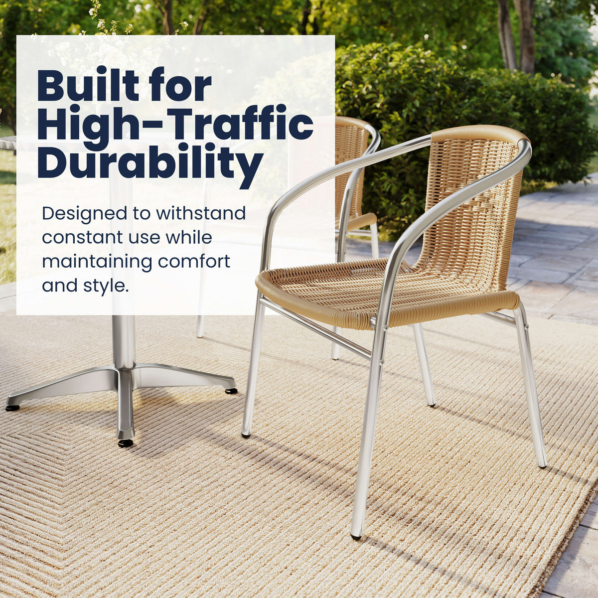 23.5'' Round Aluminum Indoor-Outdoor Table Set with 4 Rattan Chairs - Image 4