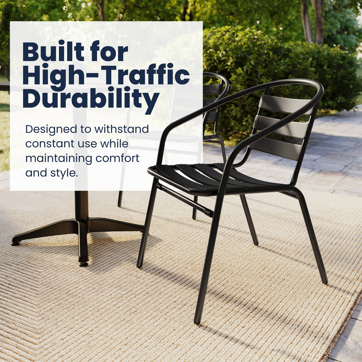 31.5" Square Aluminum Indoor-Outdoor Table Set with 4 Slat Back Chairs - Image 4