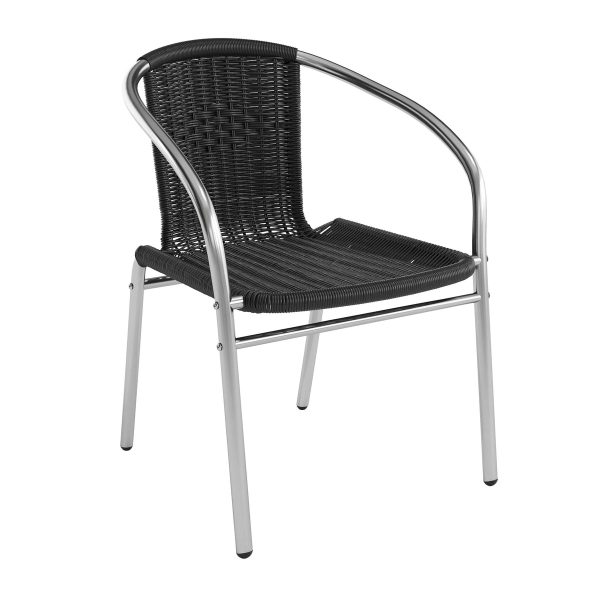 Aluminum and Rattan Commercial Indoor-Outdoor Restaurant Stack Chair