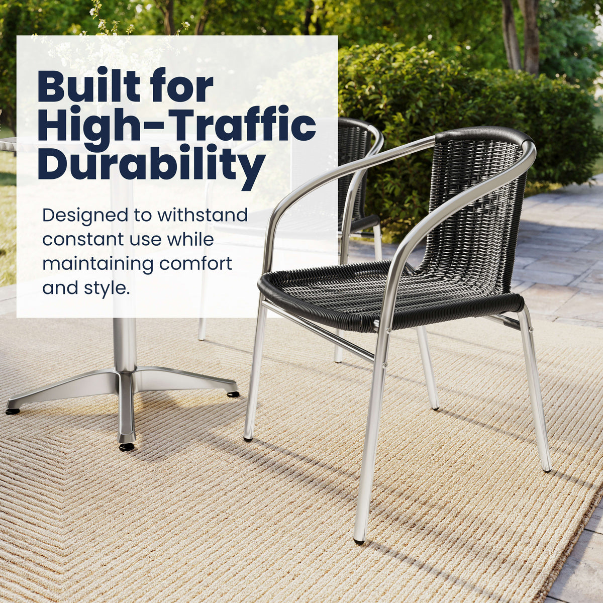 Aluminum and Rattan Commercial Indoor-Outdoor Restaurant Stack Chair - Image 4