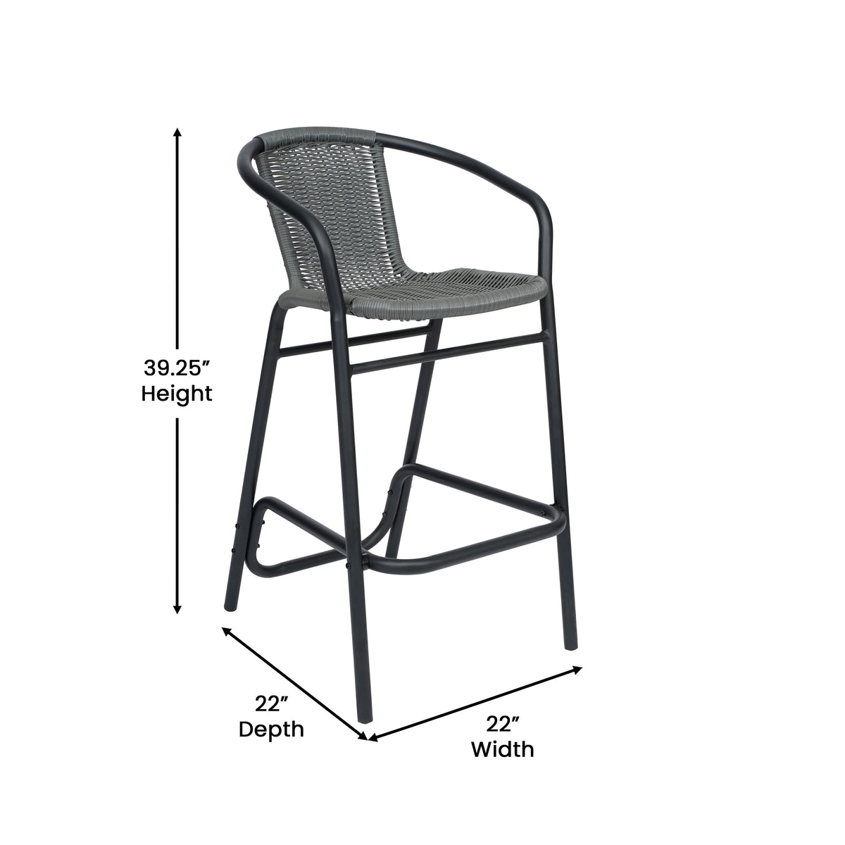 Commercial Indoor-Outdoor Rattan Restaurant Barstool with Aluminum Frame - Image 4