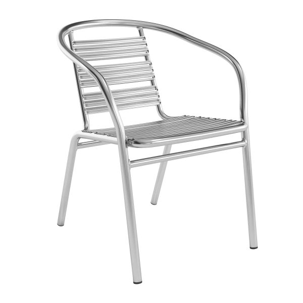 Heavy Duty Commercial Aluminum Indoor-Outdoor Slat-Back Restaurant Stack Chair
