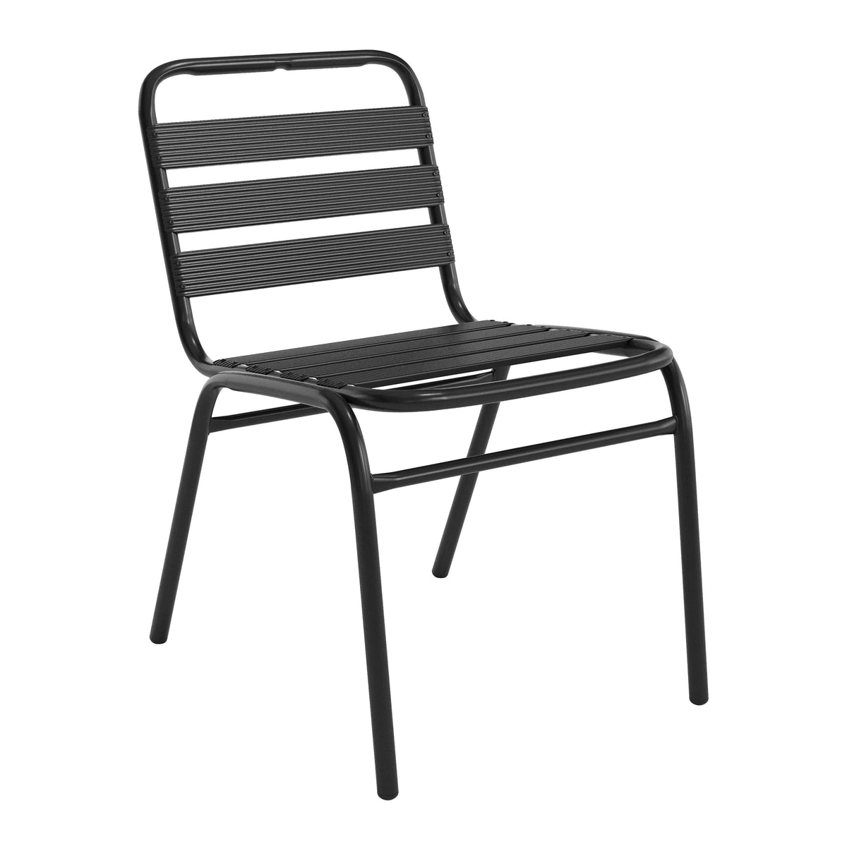 Commercial Metal Indoor-Outdoor Restaurant Stack Chair with Triple Slat Back