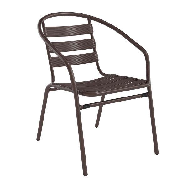 Metal Restaurant Stack Chair with Aluminum Slats