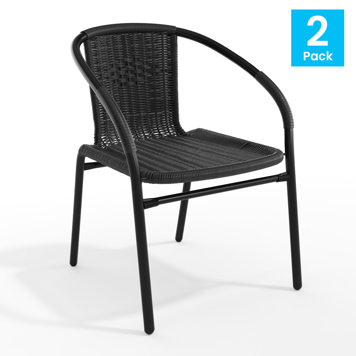 2 Pack Rattan Indoor-Outdoor Restaurant Stack Chair - Image 2