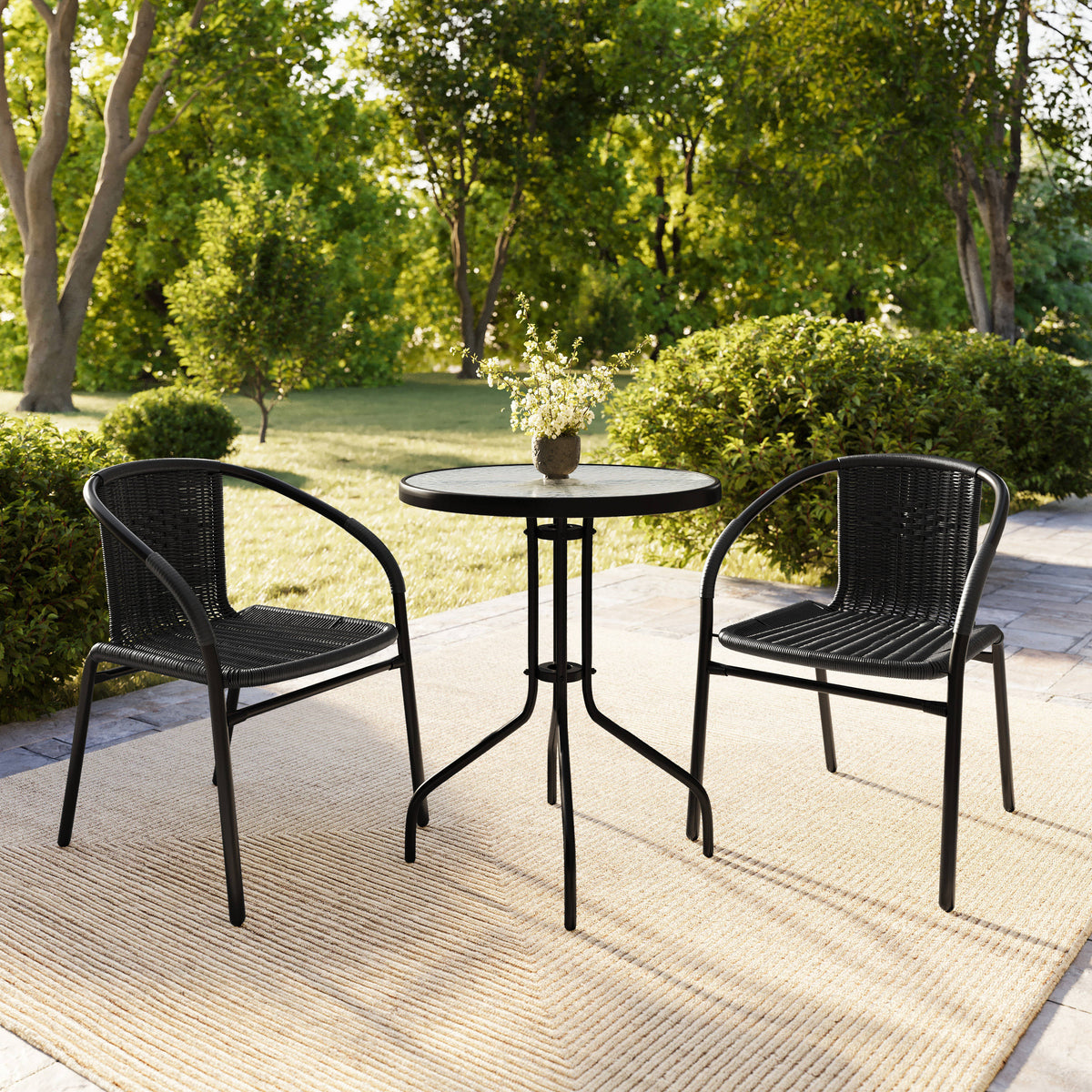 2 Pack Rattan Indoor-Outdoor Restaurant Stack Chair - Image 3