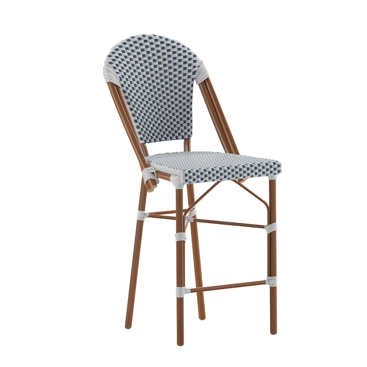 All-Weather Commercial Paris Chair with Bamboo Print Metal Frame