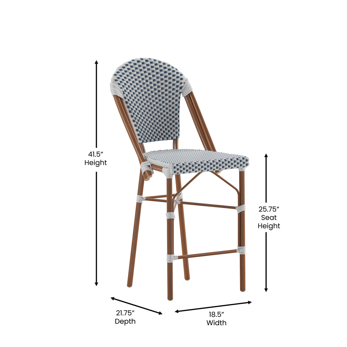 All-Weather Commercial Paris Chair with Bamboo Print Metal Frame - Image 4