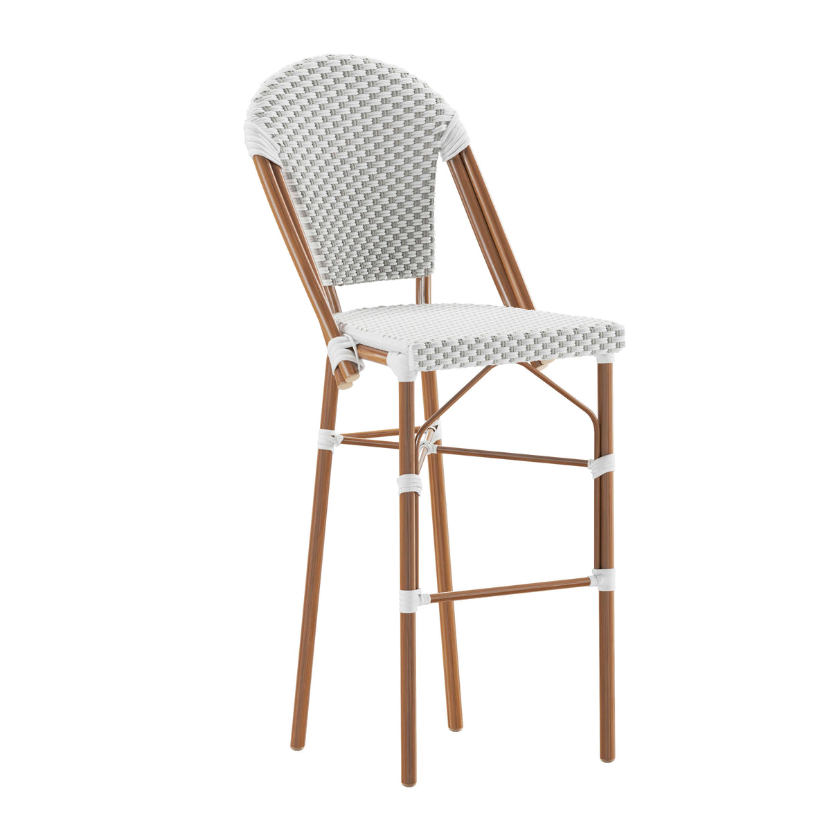 All-Weather Commercial Paris Chair with Bamboo Print Metal Frame