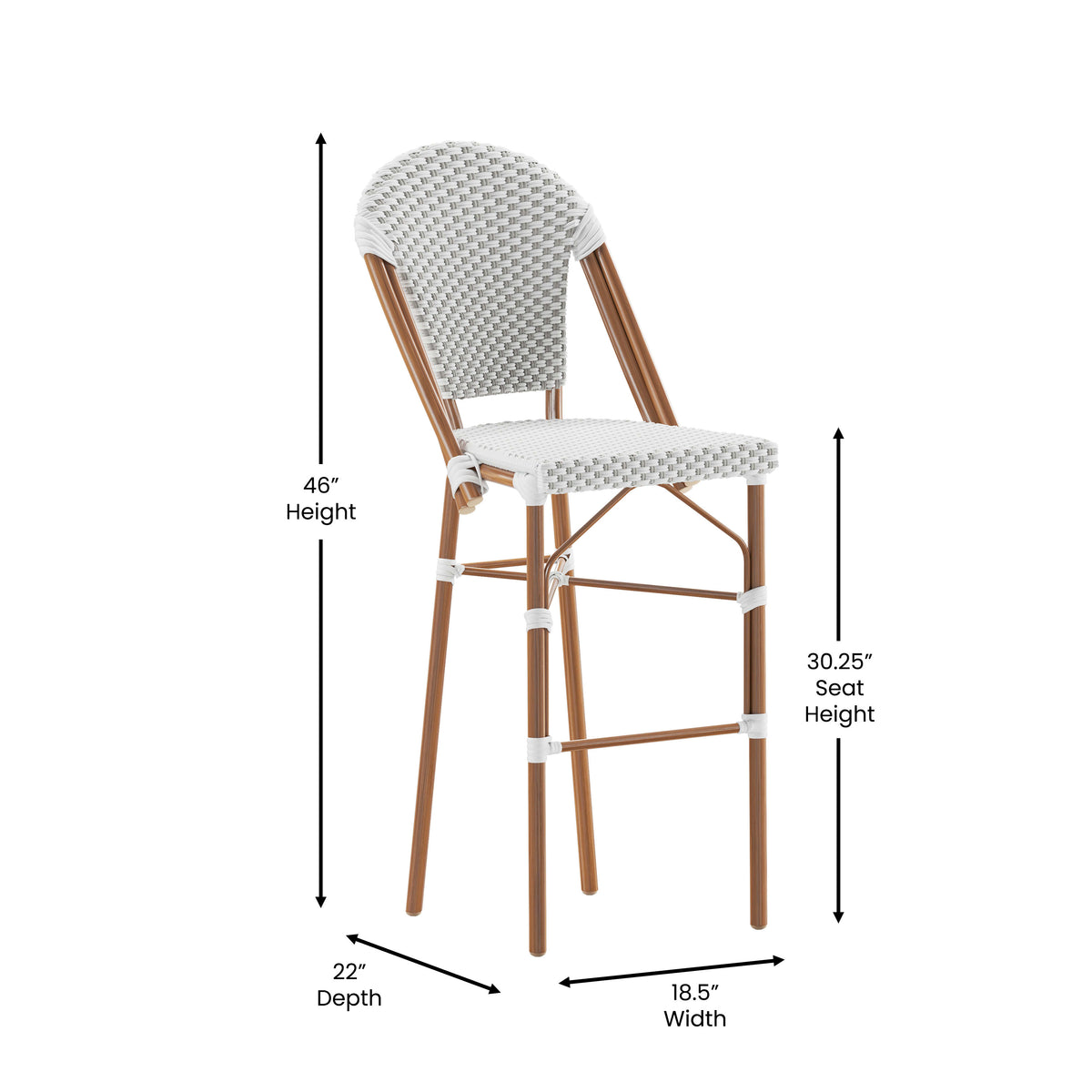 All-Weather Commercial Paris Chair with Bamboo Print Metal Frame - Image 4