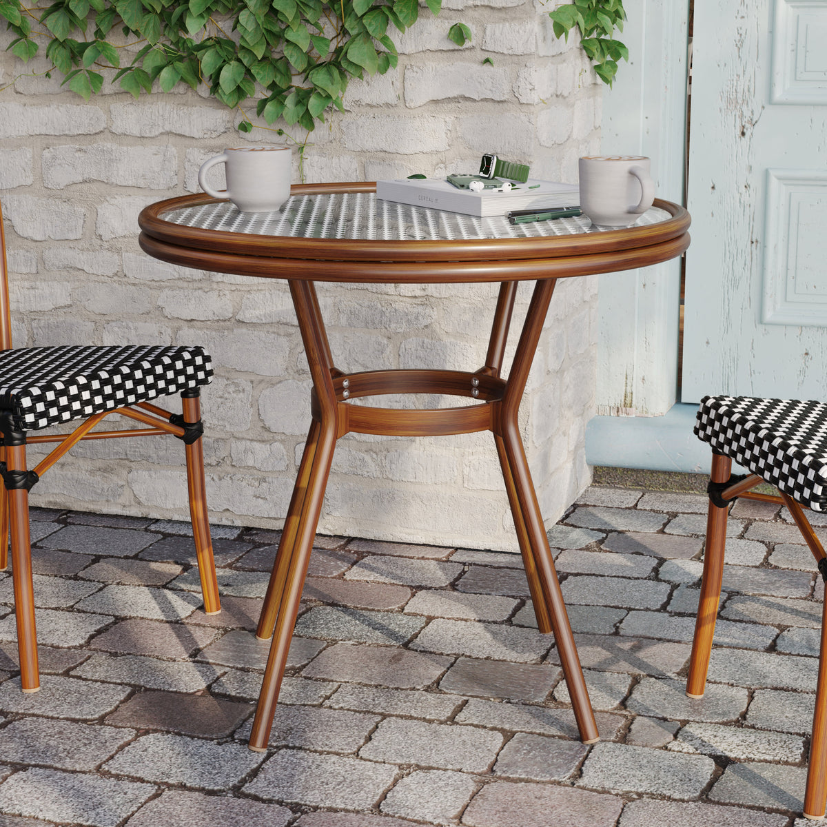 Indoor/Outdoor Commercial Glass Top Bistro Table - Image 2