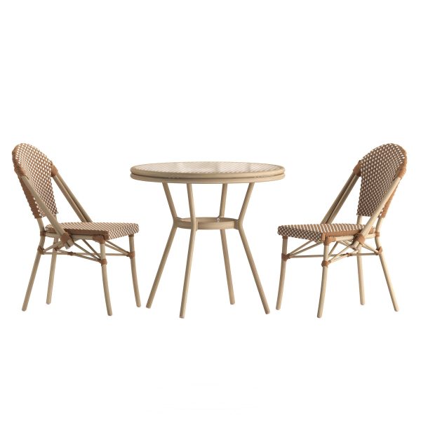Indoor/Outdoor Commercial Bistro Set with Table and Two Chairs