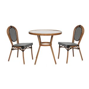 Indoor/Outdoor Commercial Bistro Set with Table and Two Chairs