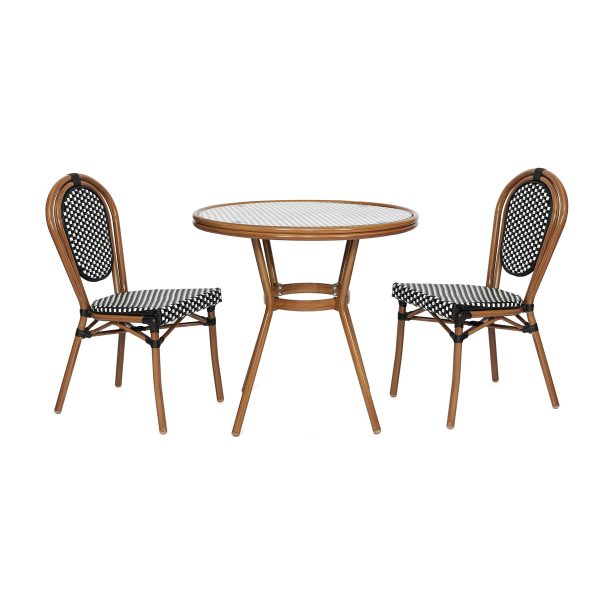 Indoor/Outdoor Commercial Bistro Set with Table and Two Chairs