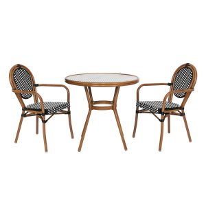 Indoor/Outdoor Commercial Bistro Set with Table and Two Chairs