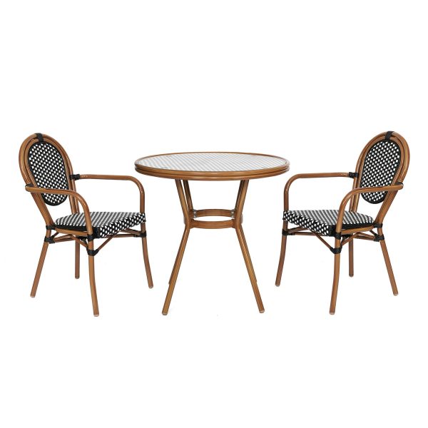Indoor/Outdoor Commercial Bistro Set with Table and Two Chairs